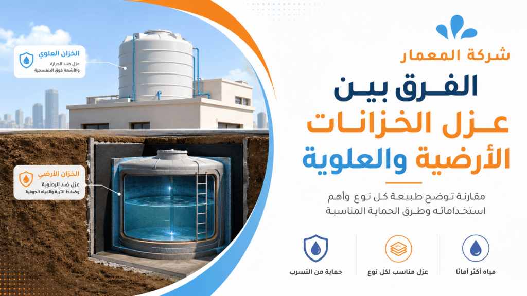 الفرق بين عزل الخزانات الأرضية والعلوية عزل الخزانات الأرضية بجدة