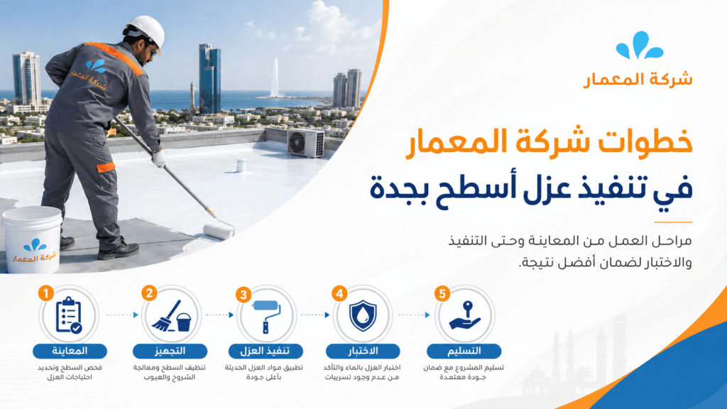 خطوات شركة المعمار في تنفيذ عزل أسطح بجدة شركة عزل أسطح بجدة