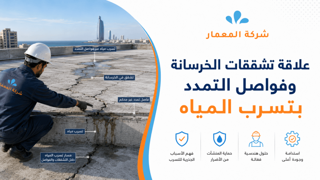 علاقة تشققات الخرسانة وفواصل التمدد بتسرب المياه