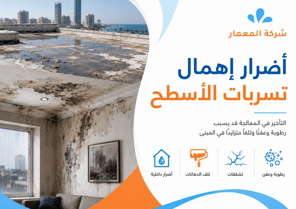 أضرار إهمال تسربات الأسطح