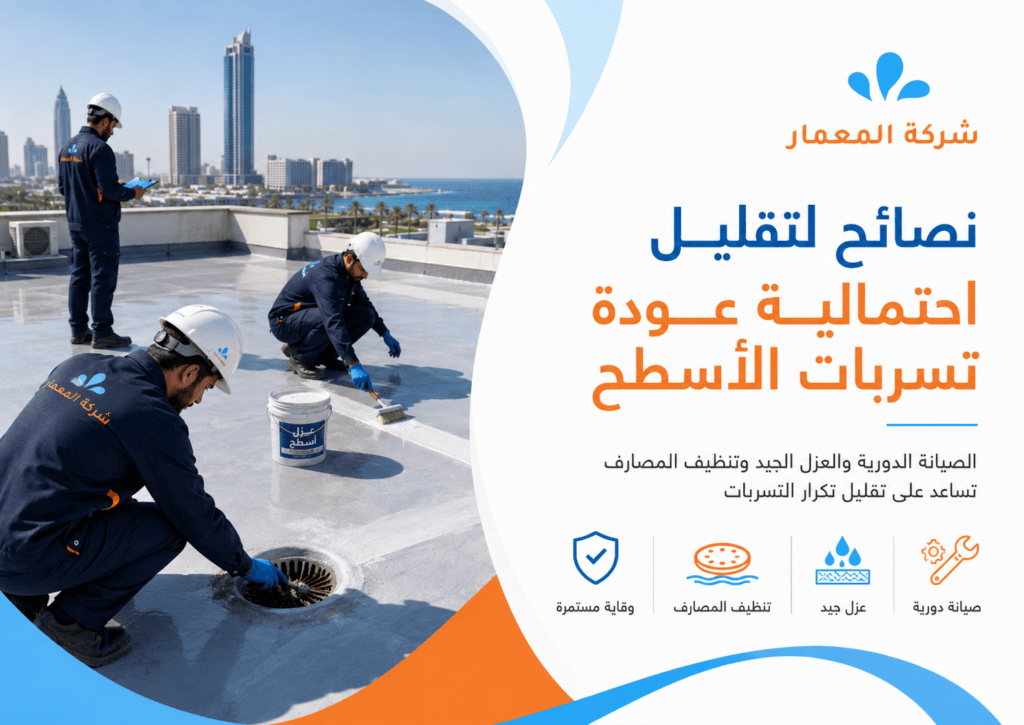 نصائح لتقليل احتمالية عودة تسربات الأسطح