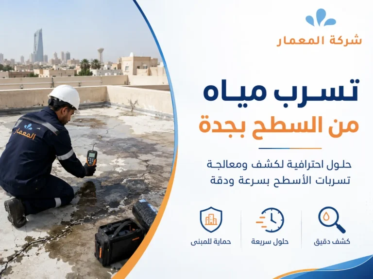 تسرب مياه من السطح بجدة