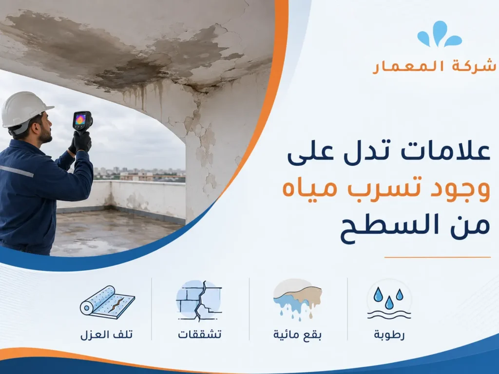 علامات تدل على وجود تسرب مياه من السطح تسرب مياه من السطح بجدة