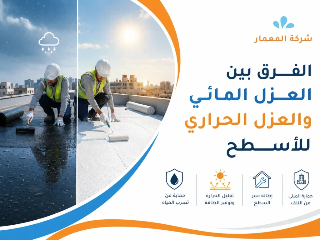 الفرق بين العزل المائي والعزل الحراري للأسطح