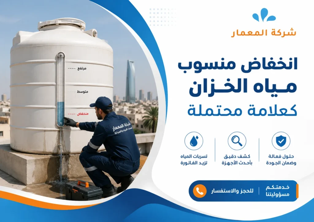 انخفاض منسوب مياه الخزان كعلامة محتملة