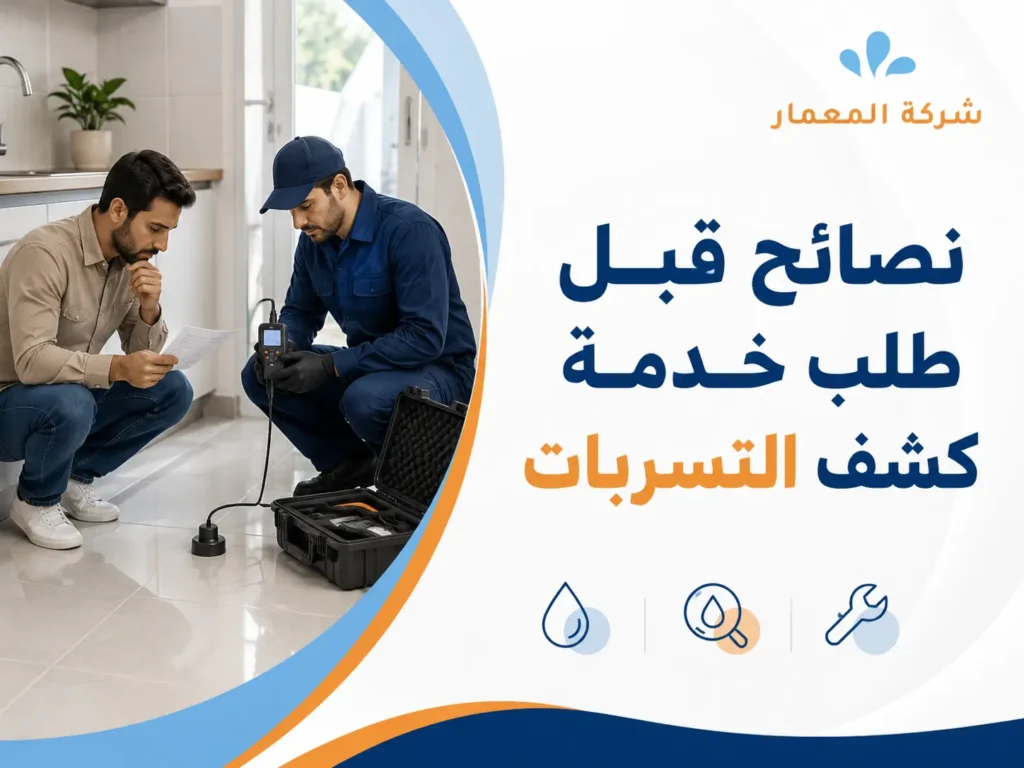 نصائح قبل طلب خدمة كشف التسربات