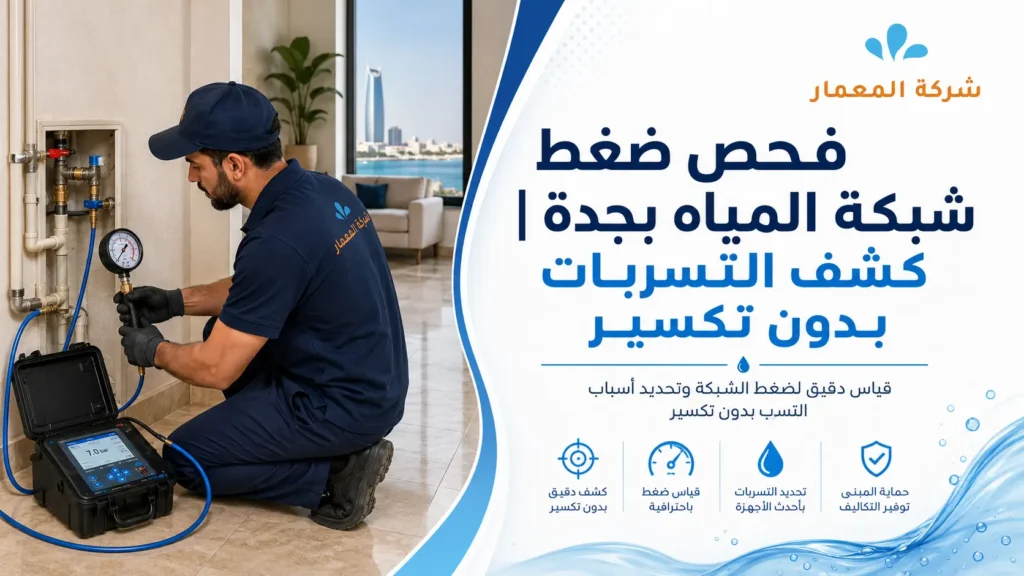 فحص ضغط شبكة المياه بجدة كشف التسربات بدون تكسير
