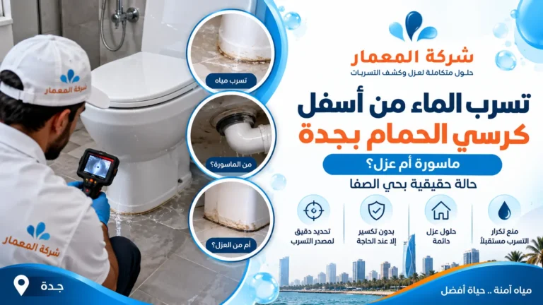تسرب الماء من أسفل كرسي الحمام بجدة ماسورة أم عزل؟ حالة حقيقية بحي الصفا